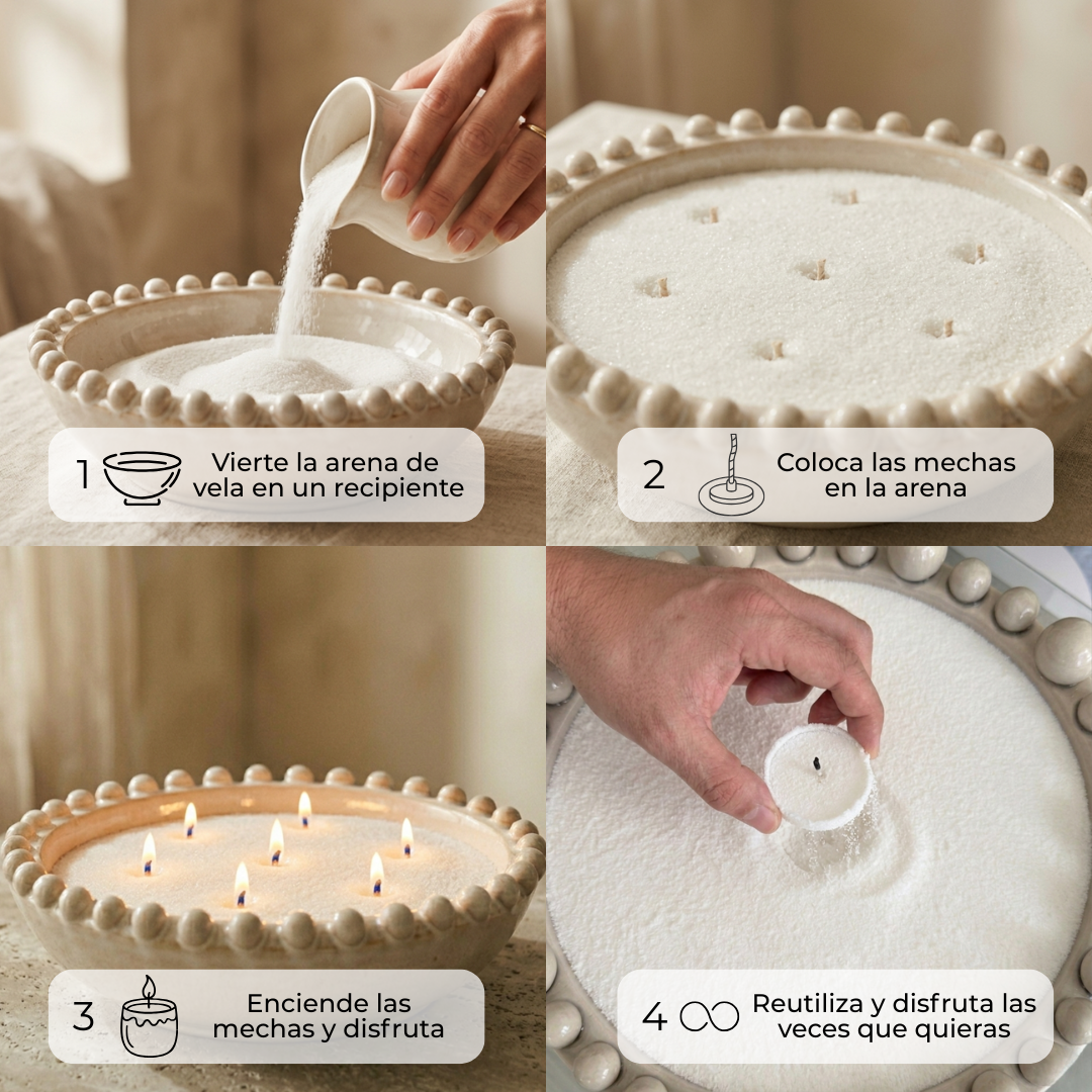 Kit de Vela Perlada Reutilizable con Aroma Ellene
